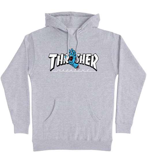 Santa Cruz Thrasher Screaming Logo Hooded Sweatshirt - Heather Grey