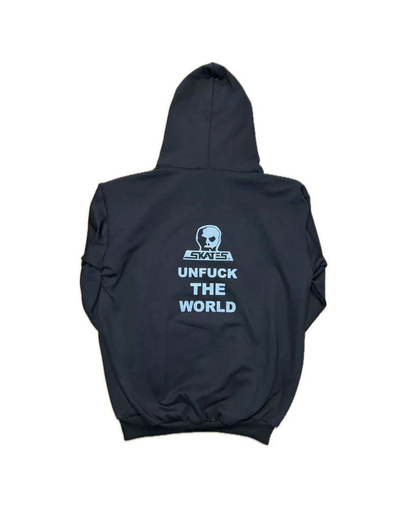 Skull Skate Unfuck the World Hoodie Black - Image 2