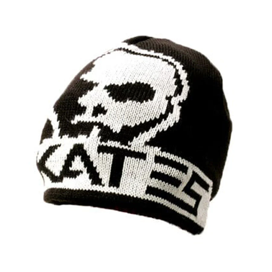 Skull Skates Woven Logo No Cuff Beanie - Black