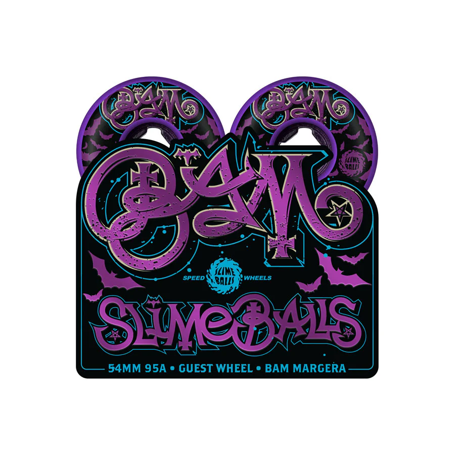 Slime Balls Bam Margera Guest Purple Hardline Wheels 95A 54mm - Image 3