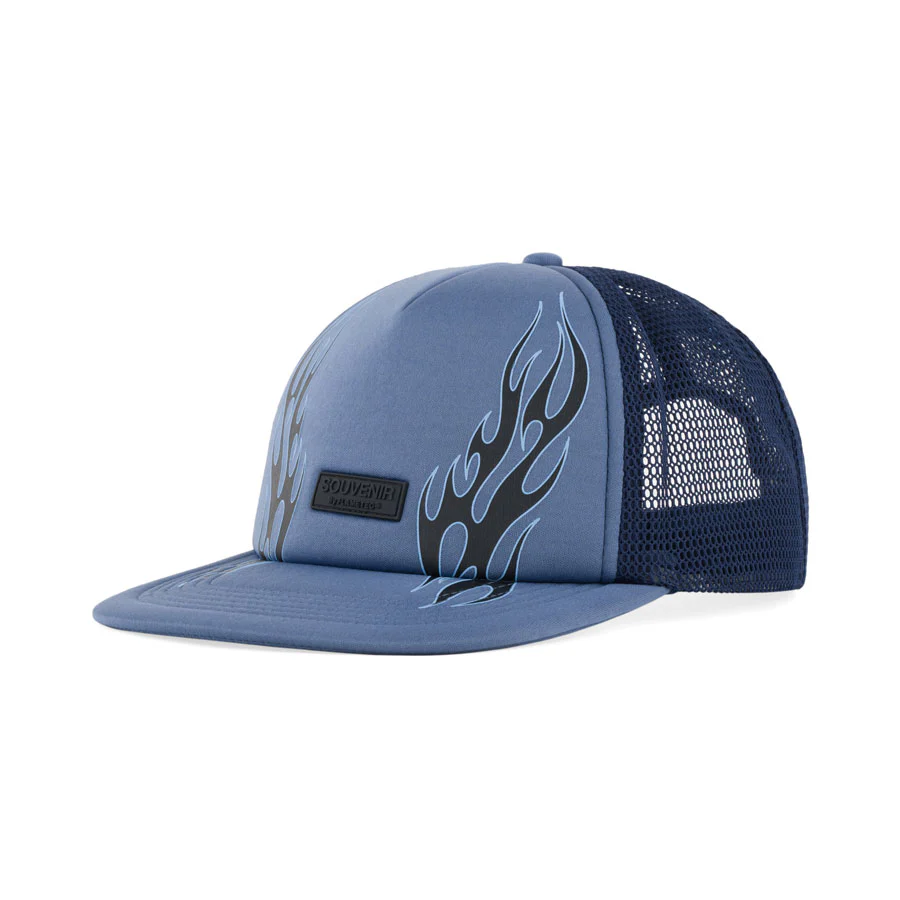 Souvenir Flame Trucker Hat Blue