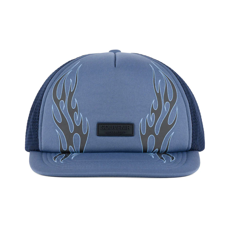 Souvenir Flame Trucker Hat Blue - Image 3