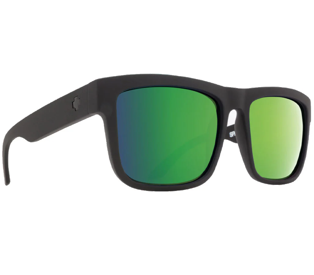 SPY Discord Soft Matte Black Happy Bronze Polar With Green Spectra Mirror