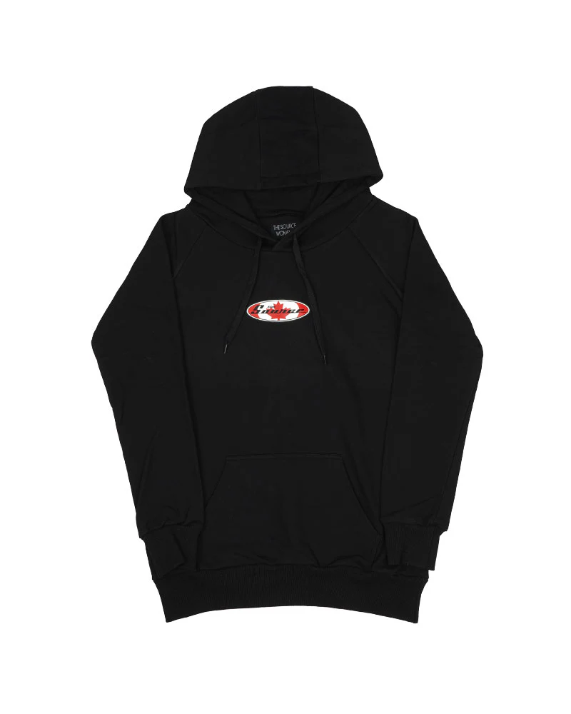 The Source Women's Leaf Long Pullover Hoodie Black