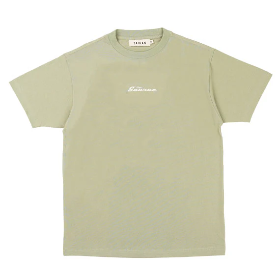 The Source Word Midweight T-Shirt Green/Dove Emb