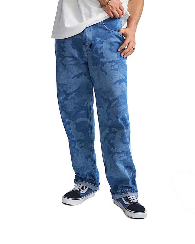 Vans Men's Check-5 Loose Camo Printed Denim Pant Stonewash Blue - Image 2