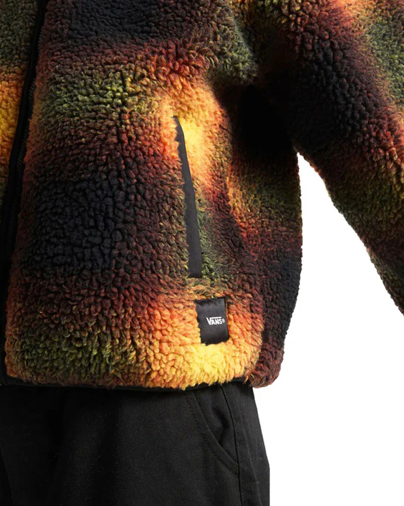 Vans Men's Heights Sherpa Full Zip Black/Heritage Mustard - Image 4