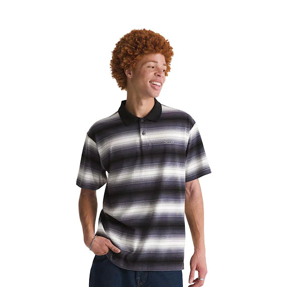 Vans Molino Shadow Stripe Short Sleeve Polo Steel Shadow - Image 3
