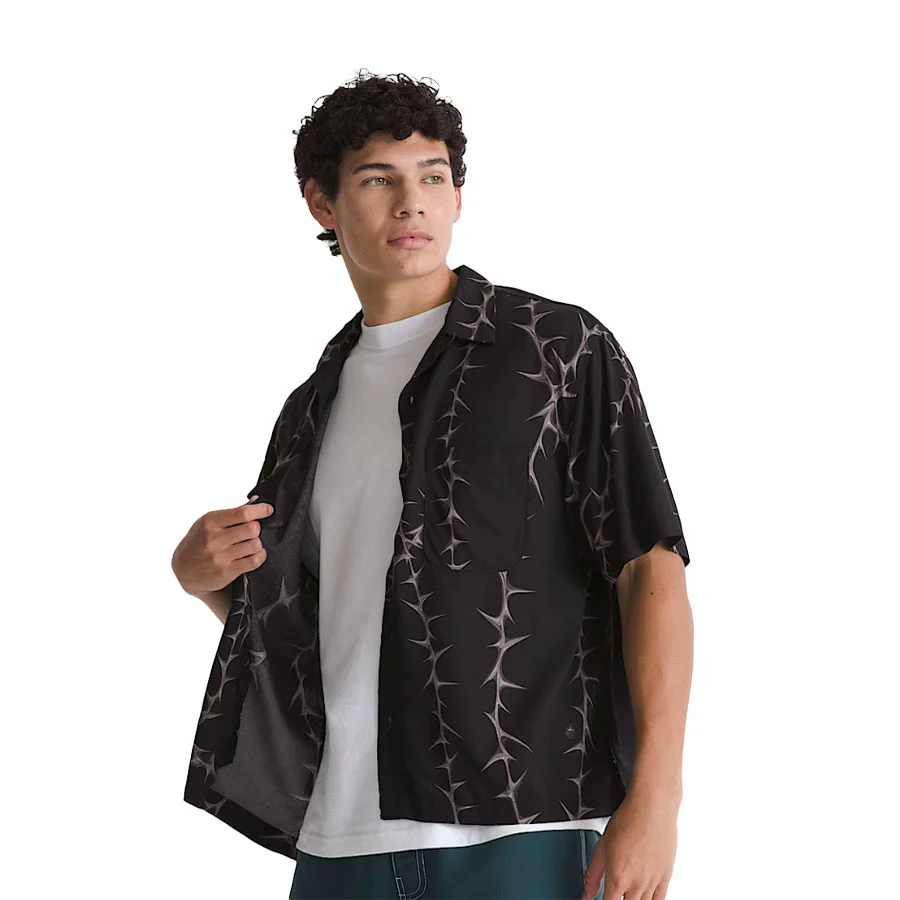 Vans Van Doren Printed Camp Short Sleeve Shirt Black - Image 3