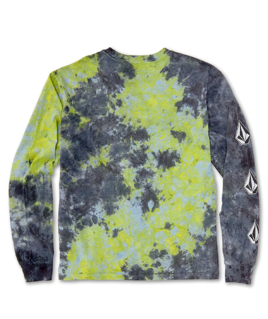 Volcom Kids' Youth Iconic Dye Long Sleeve - Lime Tie Dye - Image 2