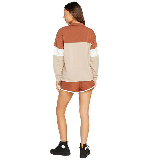 Volcom Women's CoCo Mock Neck Dark Coral - Image 2