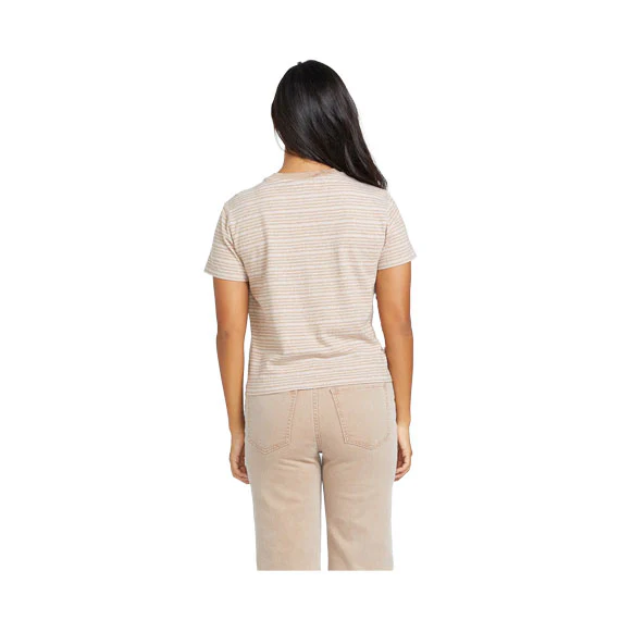 Volcom Women's Halite Stripe Short Sleeve Mocha - Image 2