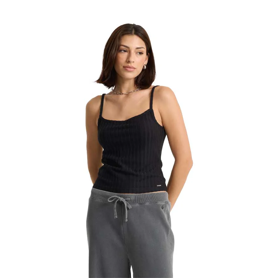 Volcom Women's Lived In Rib Tank Vintage Black