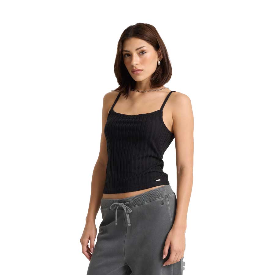 Volcom Women's Lived In Rib Tank Vintage Black - Image 2