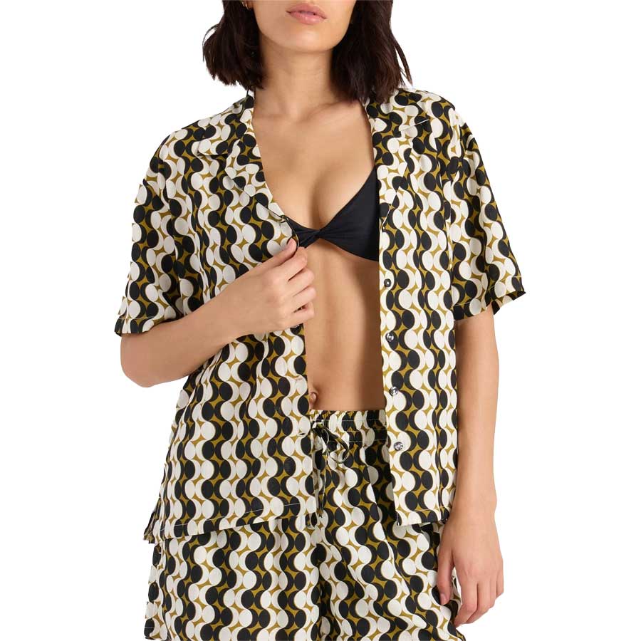Volcom Women's Midnite Ramble Woven Top Black/Natural - Image 2