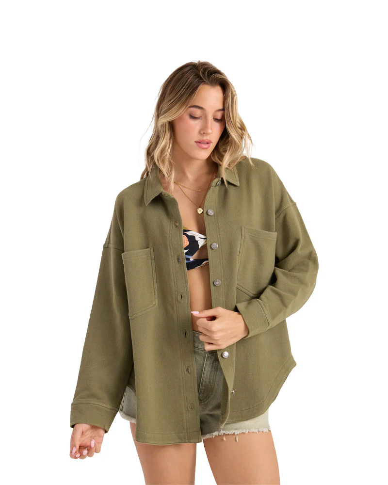 Volcom Women's Nollie Long Sleeve Woven Bayleaf - Image 2