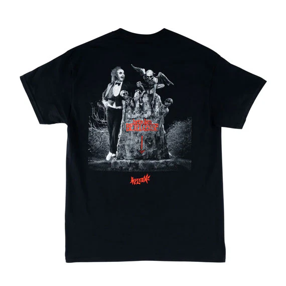 Welcome X Beetlejuice Tombstone T-Shirt - Black - Image 2